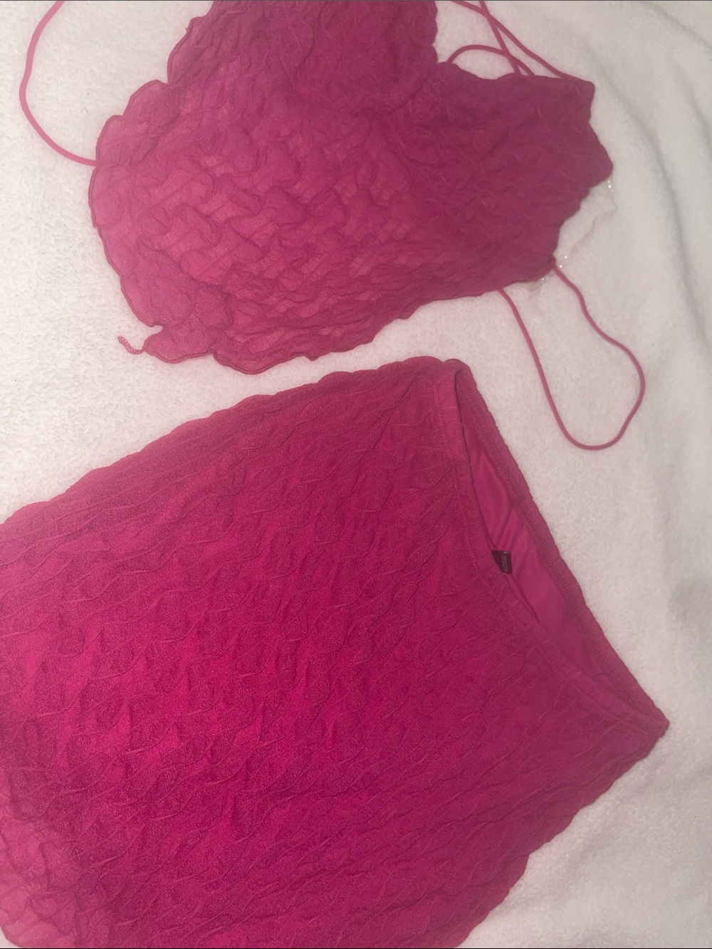 Women’s Pink Crochet Tank Top and Skirt Set